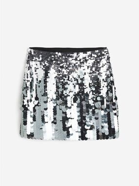 H&M Black and Silver Sequin Mini Skirt